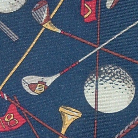 G J Cahn 100% silk tie golf ball clubs navy blue USA - Picture 1 of 3